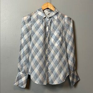 Joie Women’s Silk plaid Blue Shirt size XS pleated back